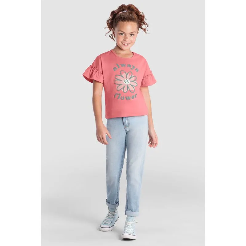 Blusa infantil menina de flor com glitter Brandili - 4