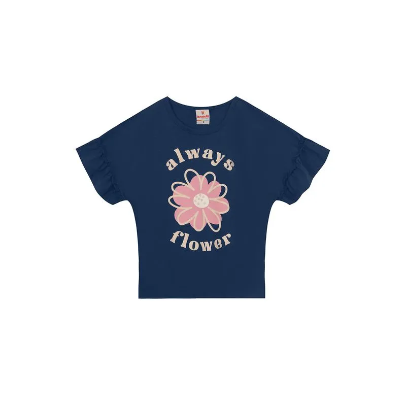 Blusa infantil menina de flor com glitter Brandili - 6