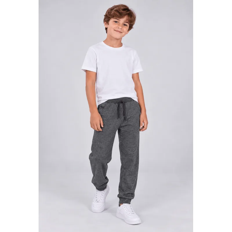 Calça jogger infantil menino em moletinho com cadarço Brandili Calça jogger infantil menino em moletinho Brandili - G