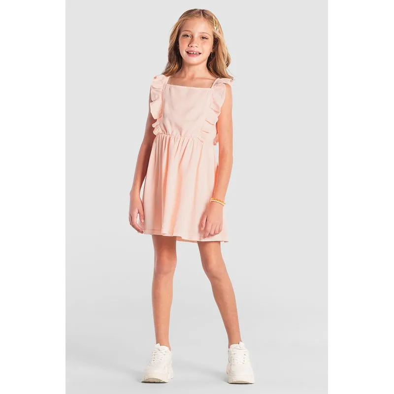 Vestido jeans infantil menina com babados Brandili - 10