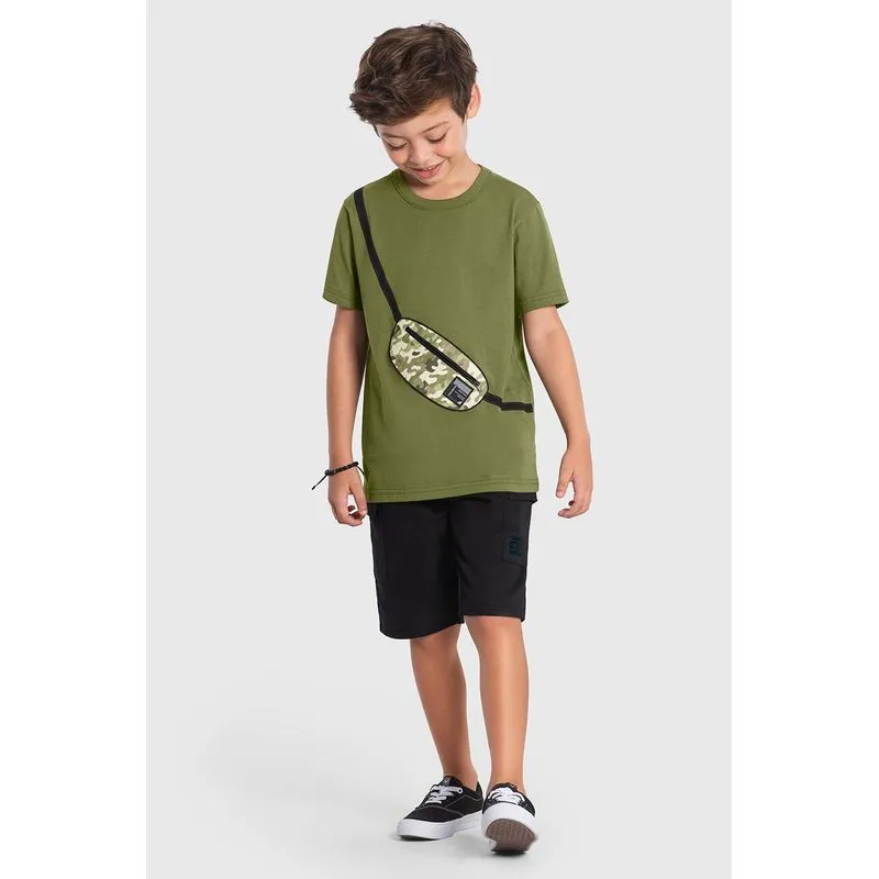 Camiseta infantil menino com aplique interativo de pochete Brandili - 4