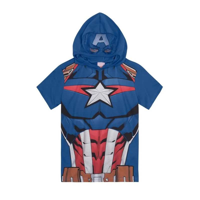 Camiseta Capitão América Menino Azul Com Capuz - Brandili