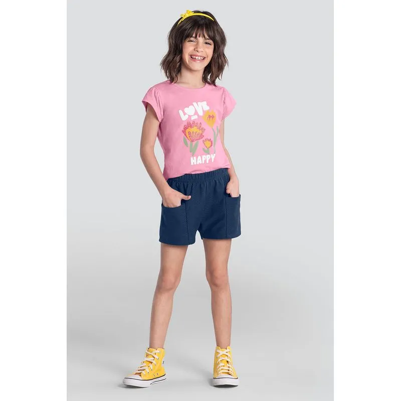 Conjunto infantil menina de flores com glitter Brandili - 8