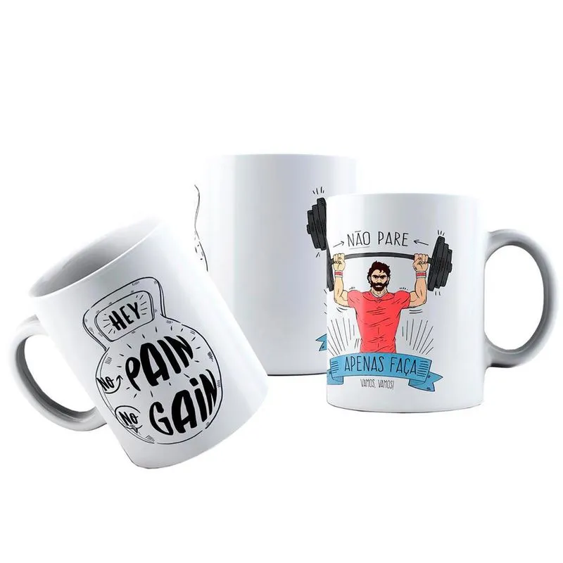 Caneca Cerâmica Levantamento Peso Academia Não Pare Só Faça