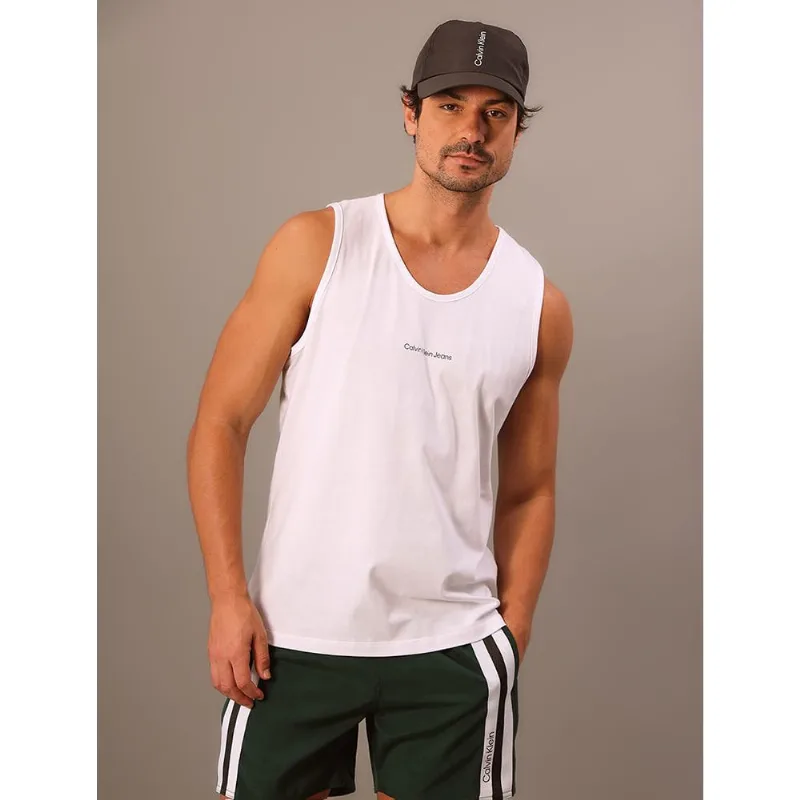 Regata Calvin Klein Jeans Masculina Logo Centralizado - Branco Regata Calvin Klein Jeans Masculina Logo Centralizado Branco p