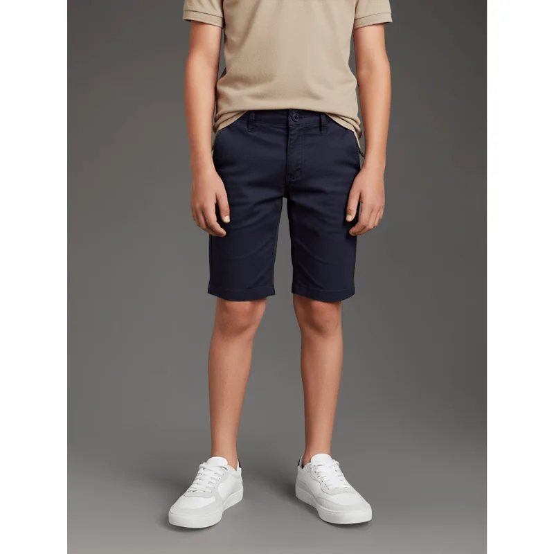 Bermuda Infantil Color Chino Barra Virada Calvin Klein - Marinho Bermuda Infantil Color Chino Barra Virada Calvin Klein Marinho 12