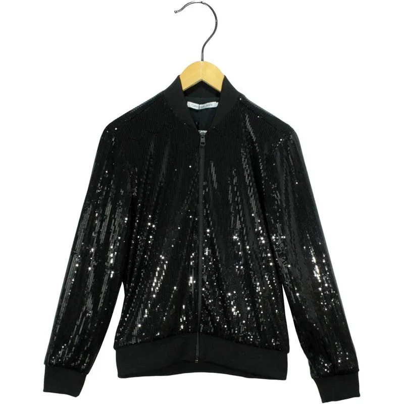 Jaqueta Calvin Klein Jeans Bomber Paete Preta Feminina