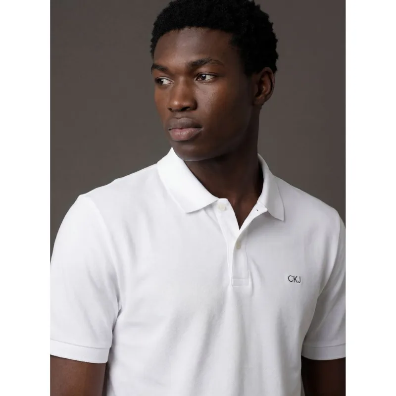 Polo Masculina Logo Bordado Calvin Klein Jeans - Branco Polo Masculina Logo Bordado Calvin Klein Jeans Branco g