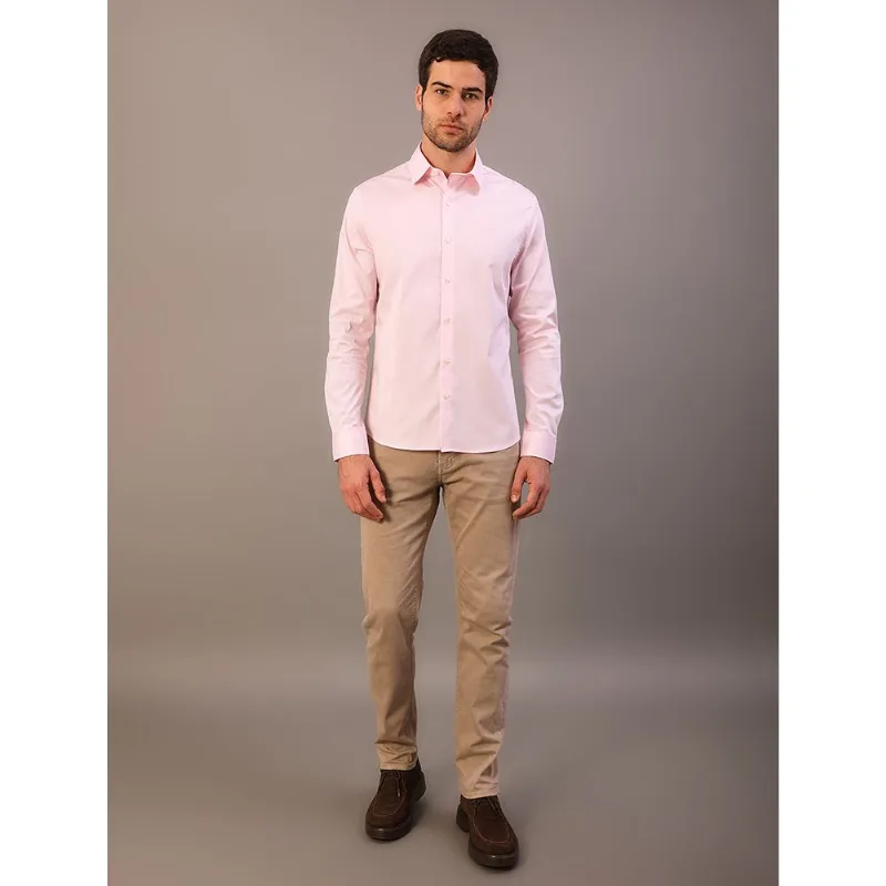 Camisa Masculina Manga Longa Slim Básica - Rosa Claro Camisa Masculina Manga Longa Slim Básica Rosa Claro 3
