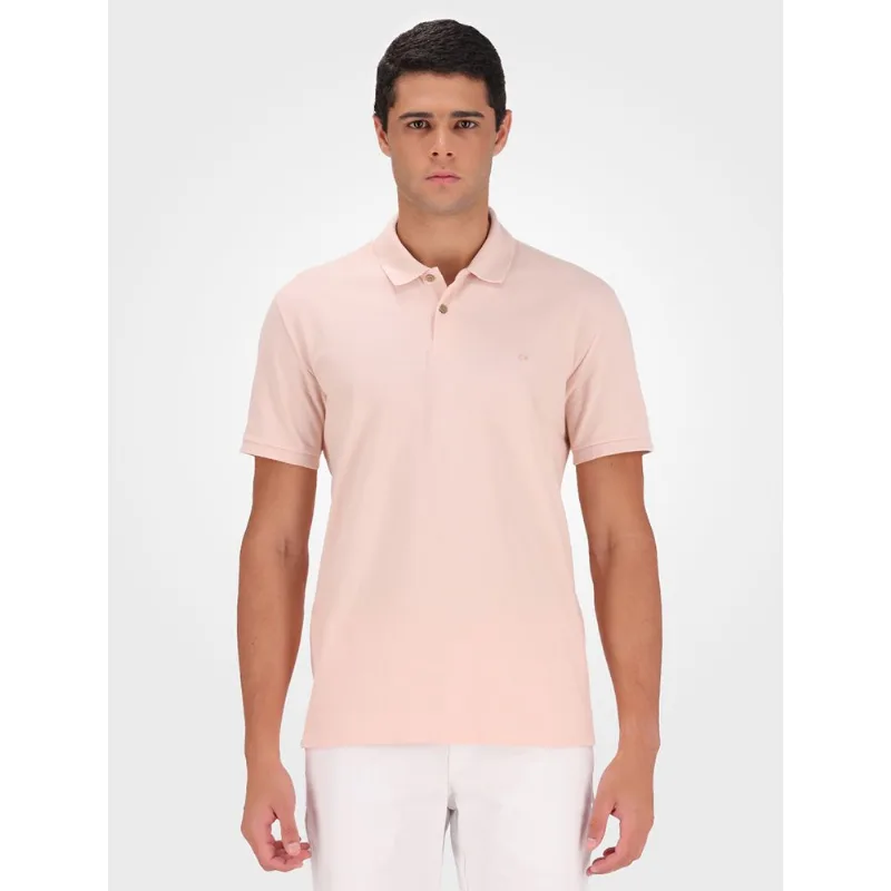 Polo Masculina Básica Sem Friso Calvin Klein - Rosa Claro Polo Masculina Básica Sem Friso Calvin Klein Rosa Claro p