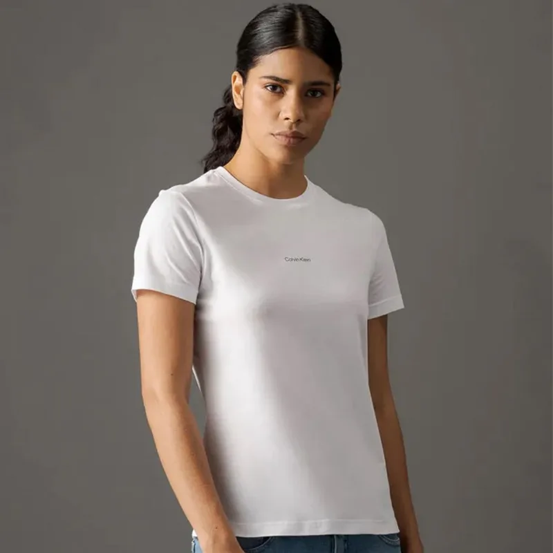 Camiseta Feminina CK Logo Branca PP