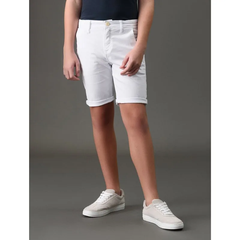 Bermuda Infantil Color Chino Barra Virada Calvin Klein - Branco 2 Bermuda Infantil Color Chino Barra Virada Calvin Klein Branco 2 4