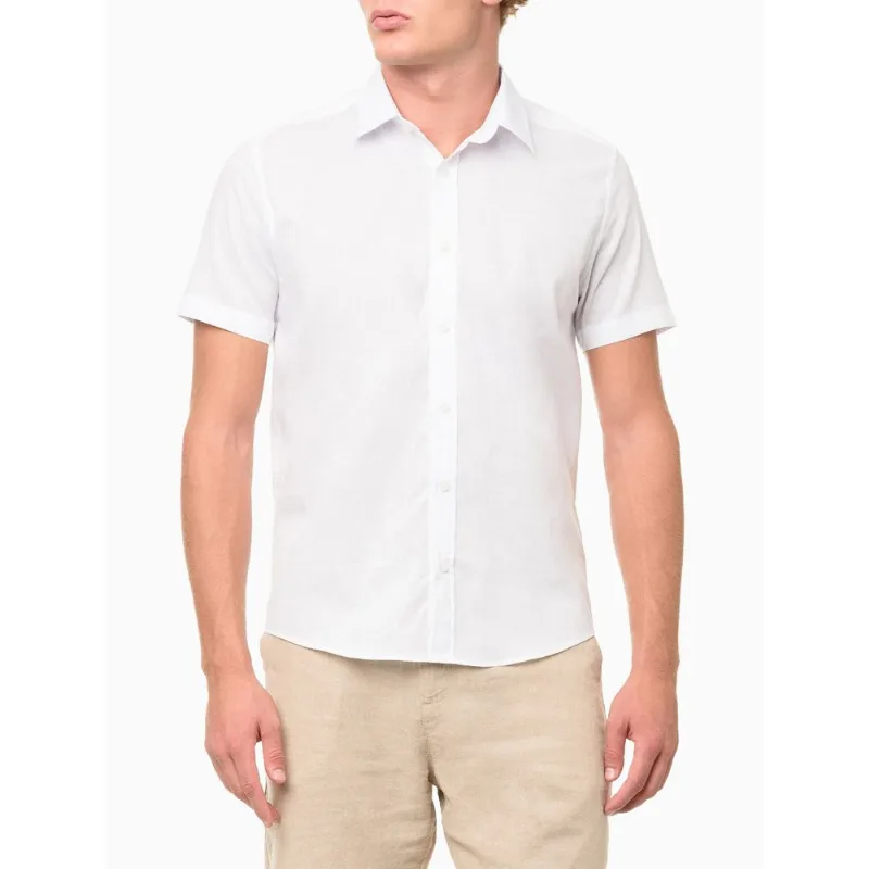 Camisa Masculina Cotton Linen Bordado - Branco Camisa Masculina Cotton Linen Bordado Branco p
