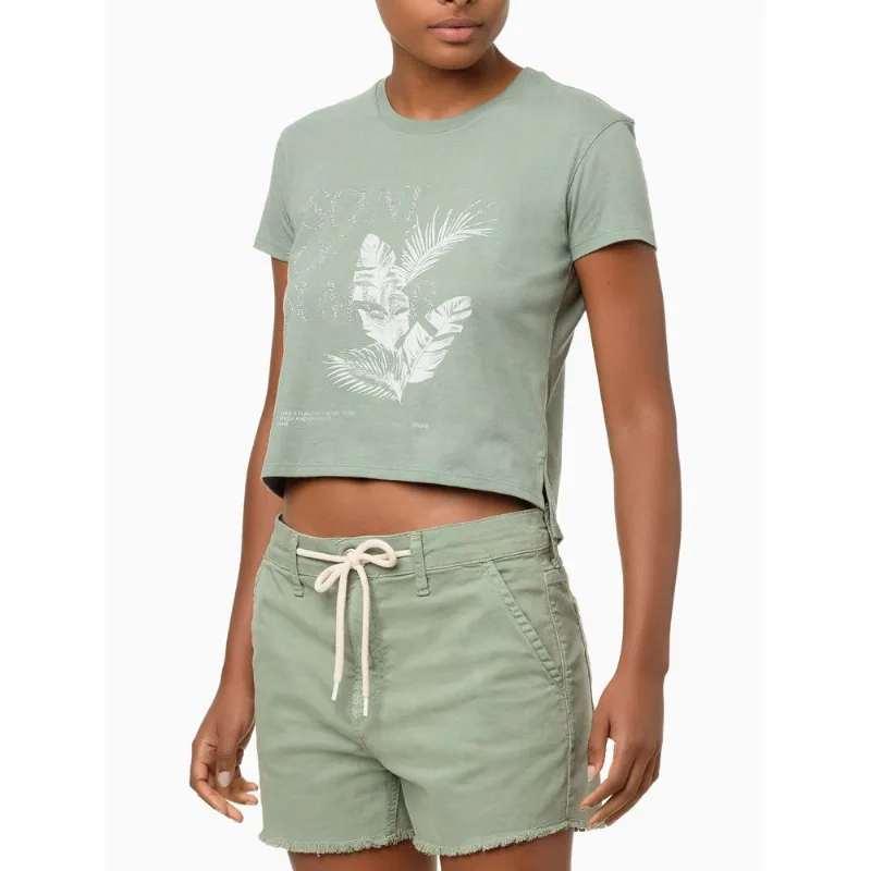 Camiseta Feminina Logo Relevo Pino Glitte - Verde Camiseta Feminina Logo Relevo Pino Glitte Verde g