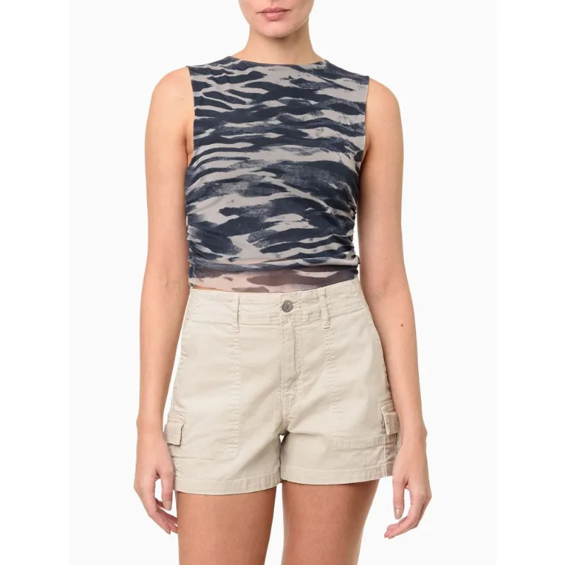 Blusa Feminina Tule Estampado - Marinho Blusa Feminina Tule Estampado Marinho m
