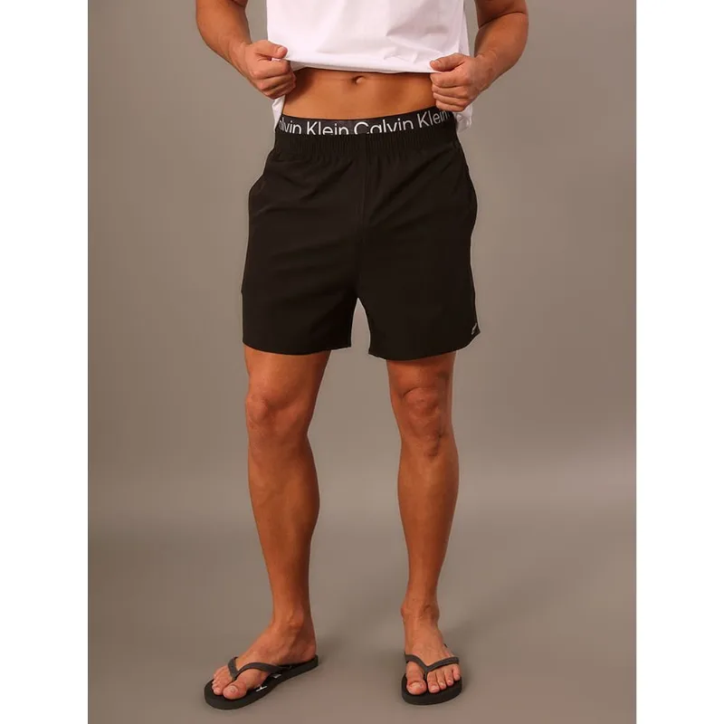 Short D'Água Masculino Elástico Calvin Klein Swimwear - Preto Short D'Água Masculino Elástico Calvin Klein Swimwear Preto m