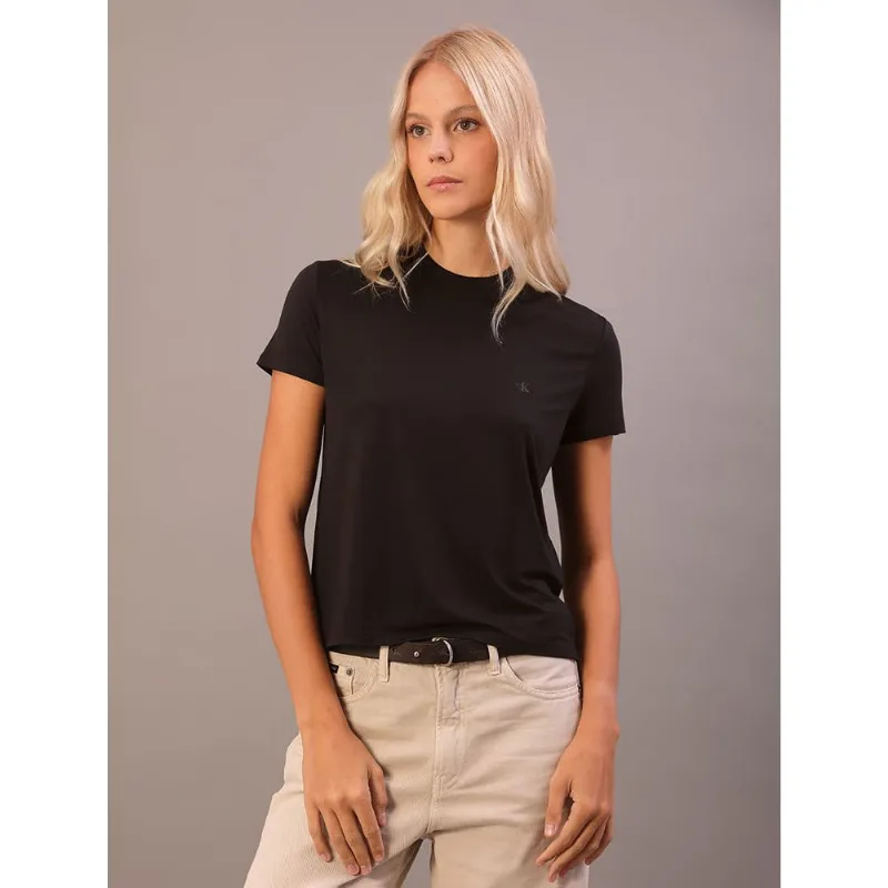 Camiseta Feminina Visco Lycra Calvin Klein Jeans - Preto Camiseta Feminina Visco Lycra Calvin Klein Jeans Preto g