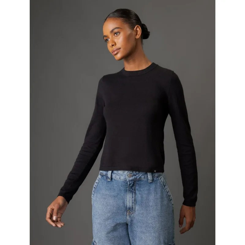 Blusa Feminina Tricot Justa Calvin Klein Jeans - Preto Blusa Feminina Tricot Justa Calvin Klein Jeans Preto g