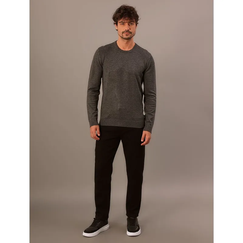 Tricô Masculino Gola Careca Viscose Calvin Klein Jeans - Chumbo Tricô Masculino Gola Careca Viscose Calvin Klein Jeans Chumbo g
