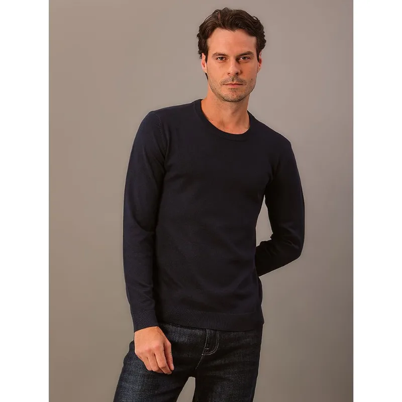 Tricô Masculino Decote Redondo Calvin Klein - Marinho Tricô Masculino Decote Redondo Calvin Klein Marinho m
