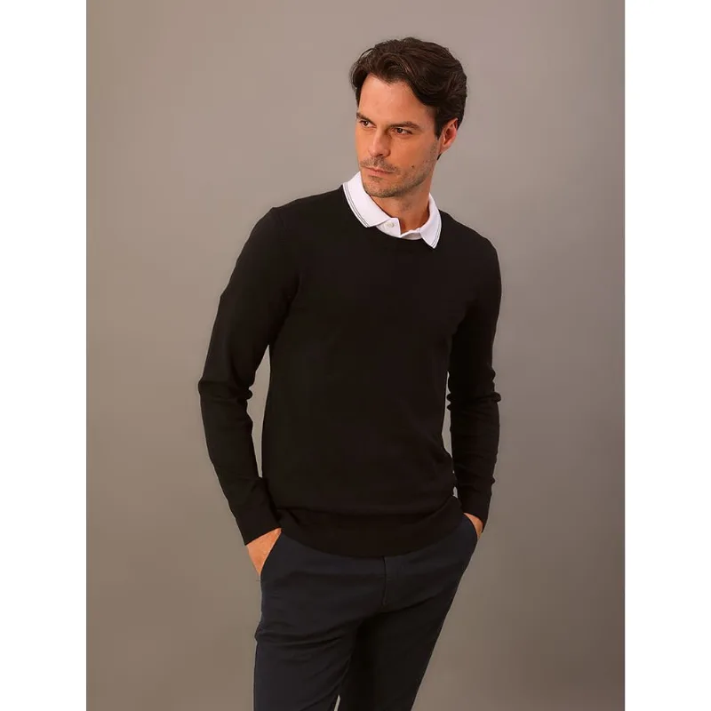 Tricô Masculino Decote Redondo Calvin Klein - Preto Tricô Masculino Decote Redondo Calvin Klein Preto g