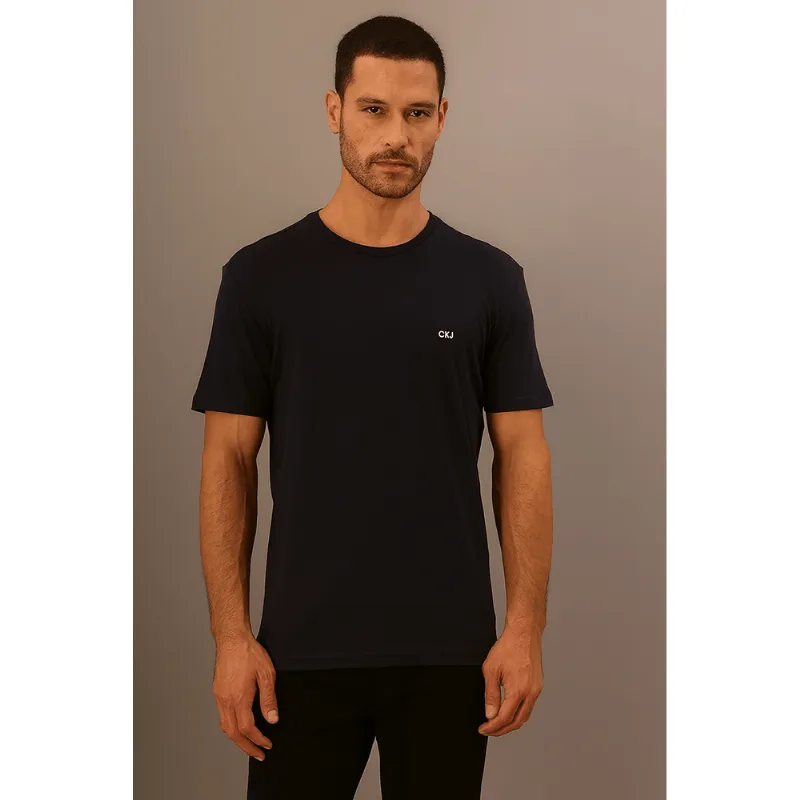 Camiseta Masculina Logo Bordado - Marinho Camiseta Masculina Logo Bordado Marinho m