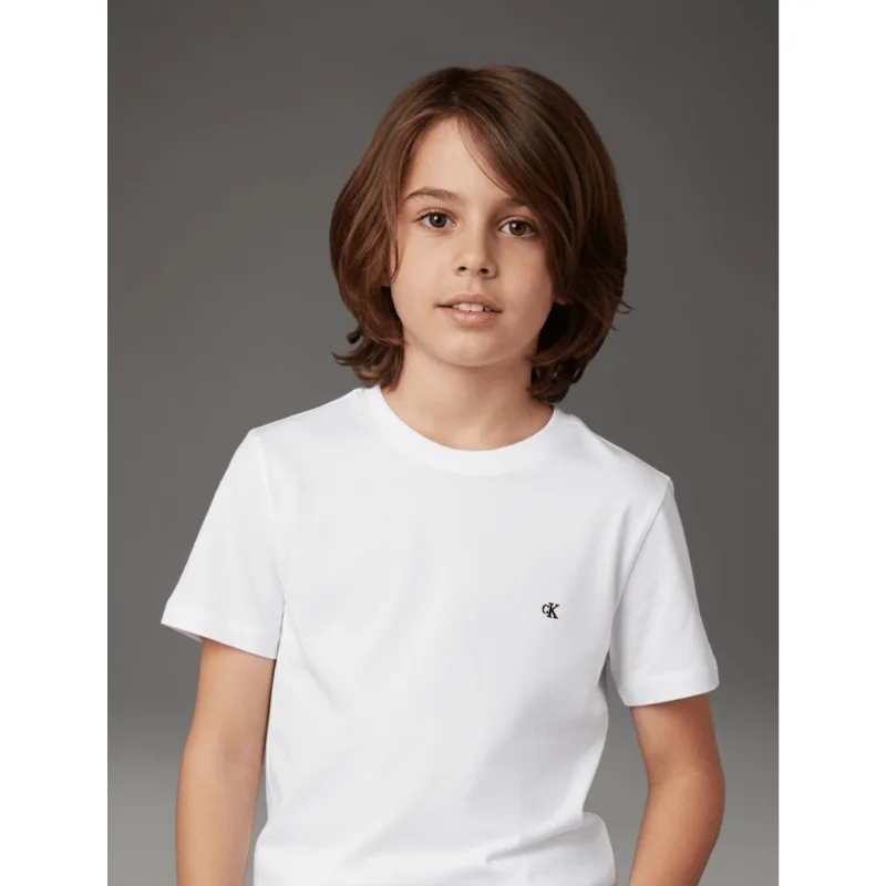 Camiseta Menino Bordado Calvin Klein Jeans - Branco 2 Camiseta Menino Bordado Calvin Klein Jeans Branco 2 14