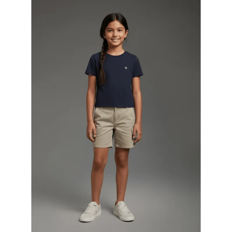 Camiseta Menina Logo Bordado Calvin Klein Jeans - Marinho Camiseta Menina Logo Bordado Calvin Klein Jeans Marinho 12