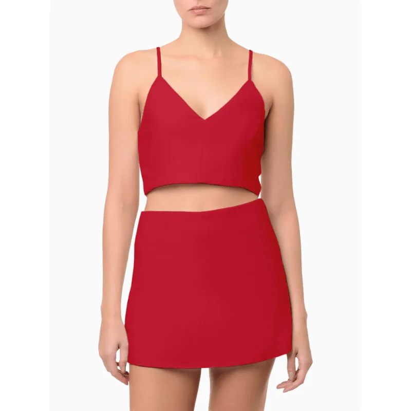 Top Feminino Cropped Linho Calvin Klein Jeans - Vermelho Top Feminino Cropped Linho Calvin Klein Jeans Vermelho 42