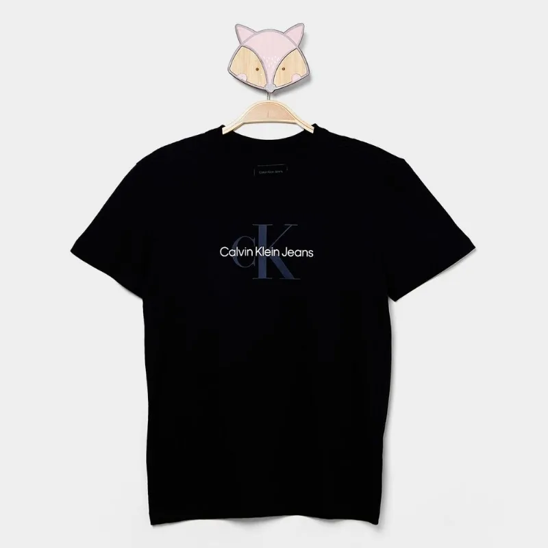 Camiseta Infantil Calvin Klein Logo Menino - Menino - Preto