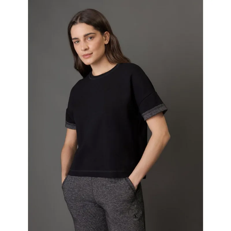 Camiseta Feminina Malha Textura Calvin Klein Jeans - Preto Camiseta Feminina Malha Textura Calvin Klein Jeans Preto g