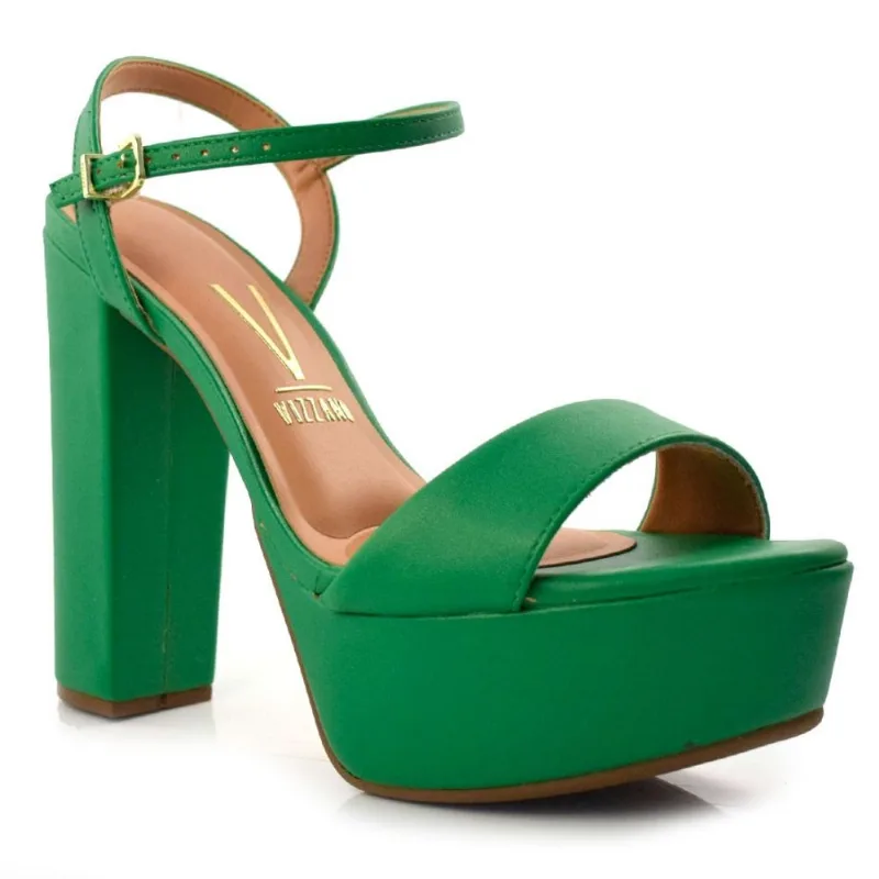 Sandália Feminina de Salto Bloco e Meia Pata Vizzano Verde 6282455-7286 35