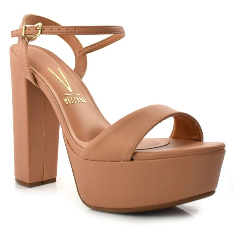 Sandália Feminina de Salto Bloco e Meia Pata Vizzano Marrom 6282455-7286 34