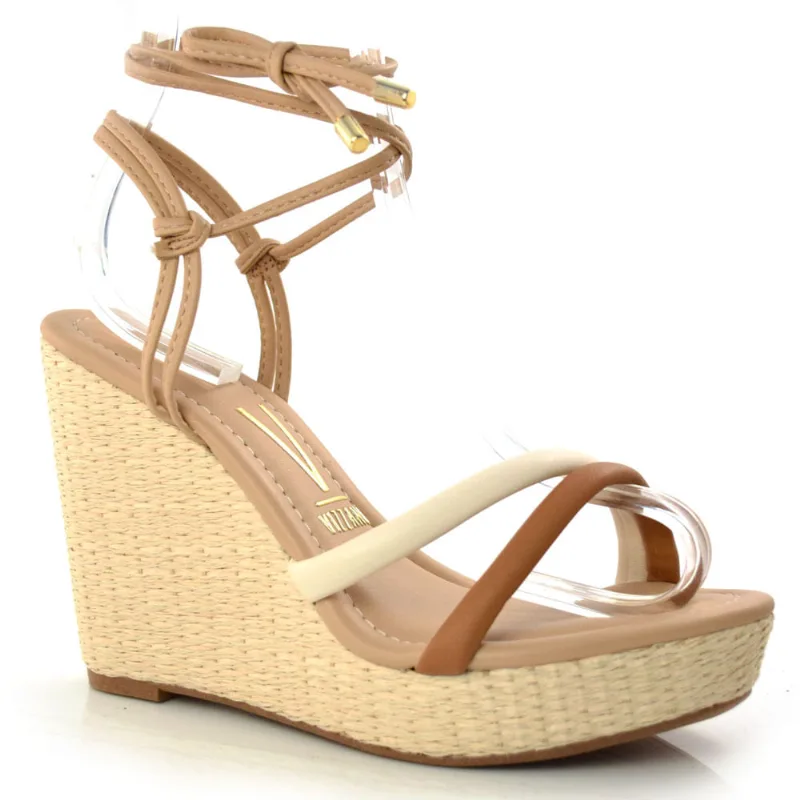 Sandália Anabela Feminina Vizzano Creme 6283.2082.7286 33