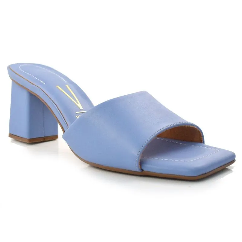 Tamanco Feminino com Salto Bloco Vizzano Azul 6455107-7286 39