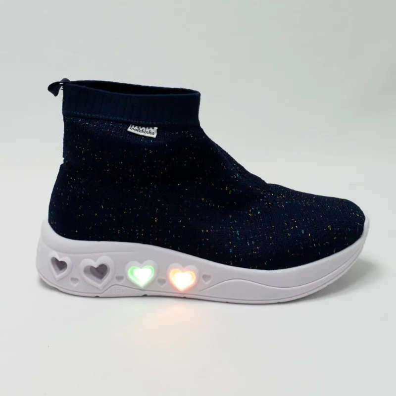 Tênis Molekinha 2550.104 Tecido Knit com LED