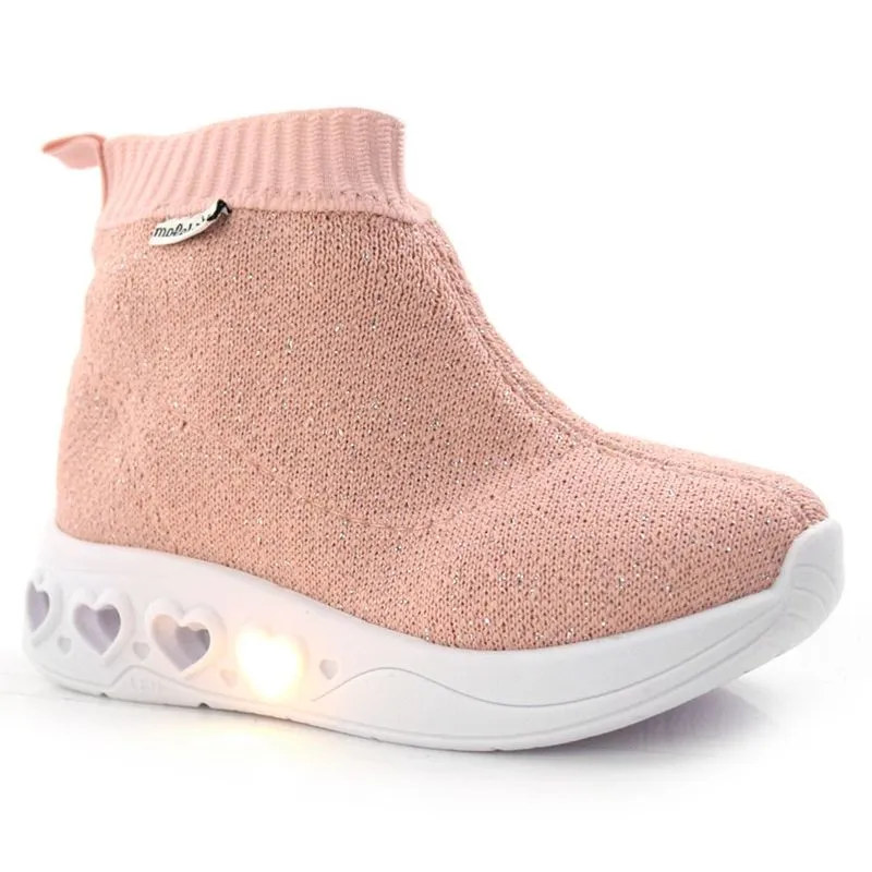 Bota Meia com Led Feminina Baby Molekinha Rosa 2720103-23591 25