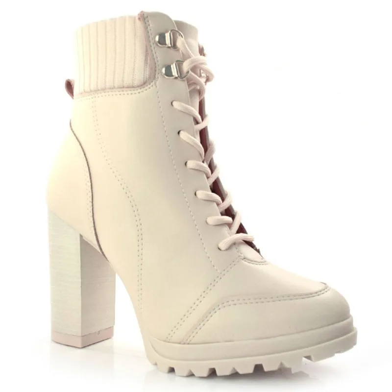 Coturno Feminino com Salto Bloco Vizzano Creme 3089102-23698 35