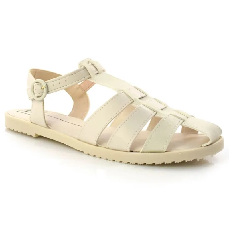 Sandália Fisherman de Salto Baixo Moleca Creme 5449209-9569 34