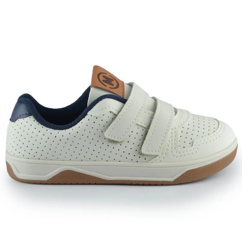 Sapatênis Infantil Molekinho Masculino Fechamento com Velcro 2623.102 14909 NP BCO OF/MRN 20