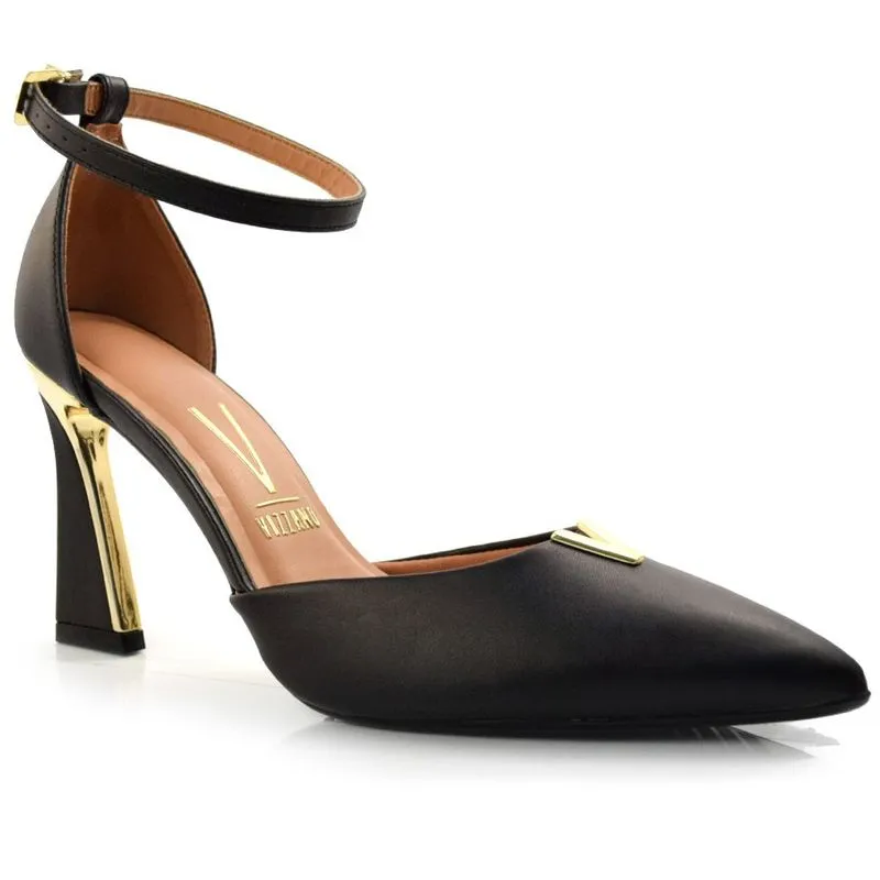 Sapato Chanel Feminino de Salto Vizzano Preto 1388201-7286 34