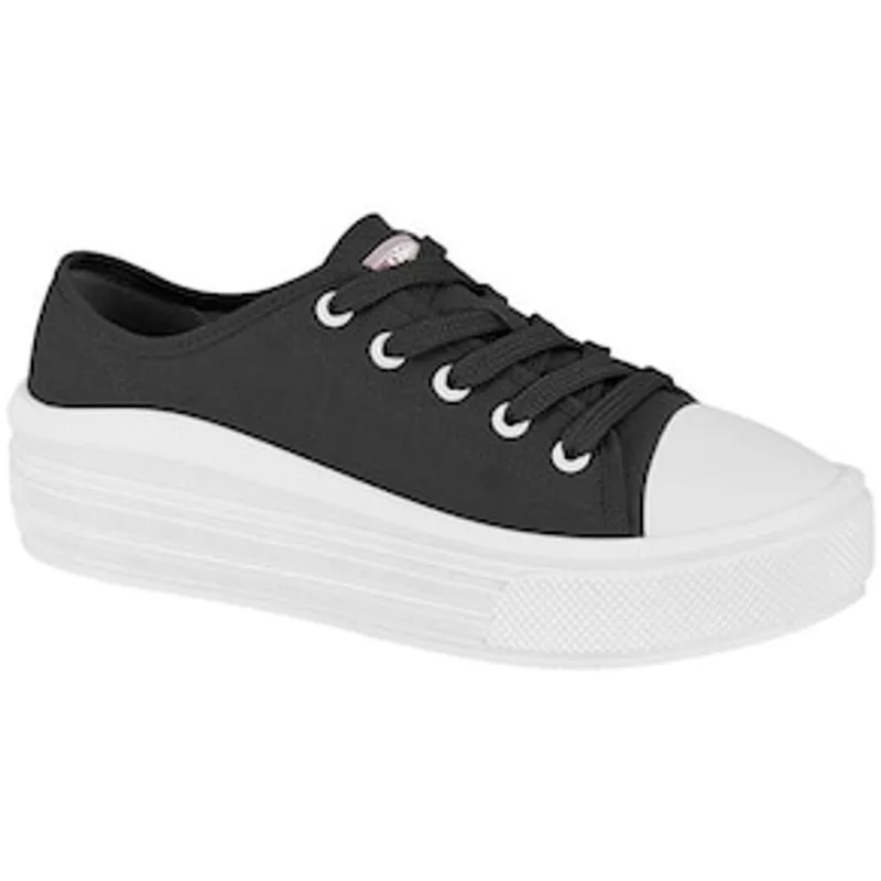 Tênis Feminino 5757-100 Moleca - Preto/Branco Preto 24