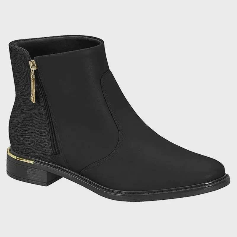 Bota Feminina Pelica Napa Lezard Preto Dourado Vizzano 3077.106