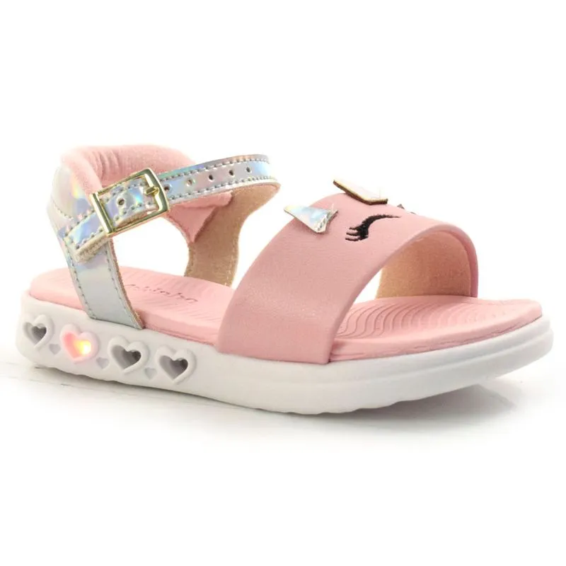 Sandália Baby com Led Molekinha Rosa 2722.103.23765 24