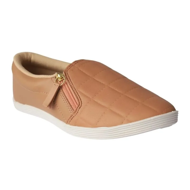 Tênis Feminino Beira Rio Iate Slip On Zíper Nude 4205.132