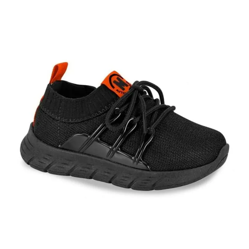 Tênis Casual Molekinho Amarração Knit Infantil Preto 22