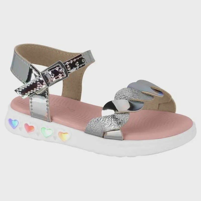 Sandalia Bebe Com luz Pisca Led Molekinha Prata 2722.101