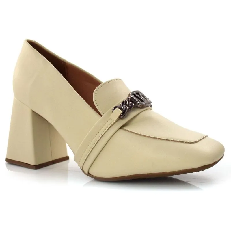Mocassim de Salto Feminino Vizzano Creme 1391103-7286 38