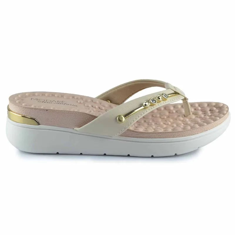 Sandália Papete Modare Feminina Metalizada TM 7151.115 21736 NP CREME 39