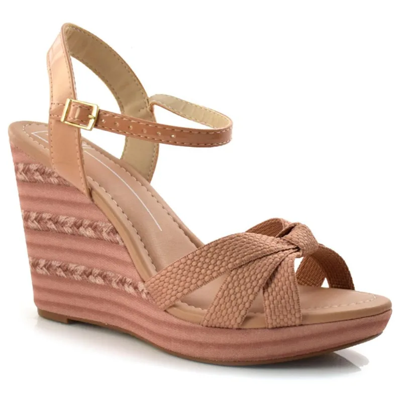 Sandália Anabela Feminina Moleca Creme 5411.1127.18603 35